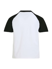Calvin Klein White 100% Cotton Colourblock T-Shirt - Image 5 of 5