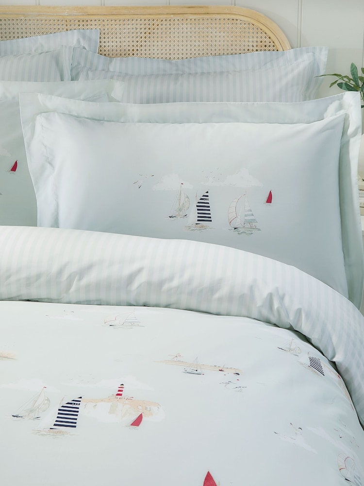 Sophie Allport Set of 2 Blue Coastal Boats Pillowcases - Image 1 of 4