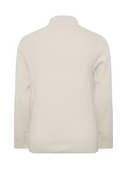 Cream - BadRhino Big & Tall Milano Quarter Zip 100% Cotton Jumper - Imaginea 6 din 6