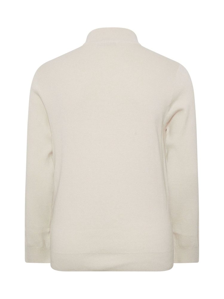 Cream - BadRhino Big & Tall Milano Quarter Zip 100% Cotton Jumper - Imaginea 6 din 6