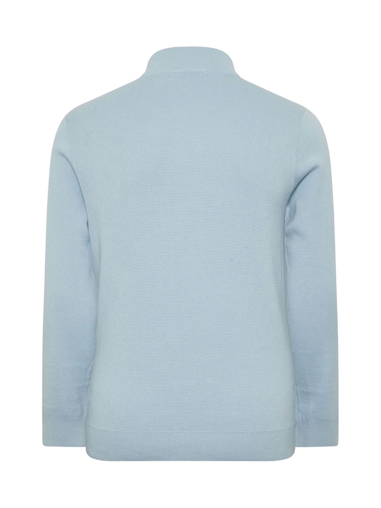 Hellblau - BadRhino Big & Tall Milano Quarter Zip 100% Cotton Jumper - Bild 3 von 3 Hellblau - BadRhino Big & Tall Milano Quarter Zip 100% Cotton Jumper - Bild 3 von 3