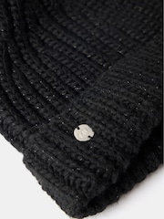Mint Velvet Black Faux Fur Pom Pom Beanie Hat - Image 3 of 3