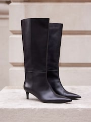 Mint Velvet Black Leather Long Boots - Image 2 of 4