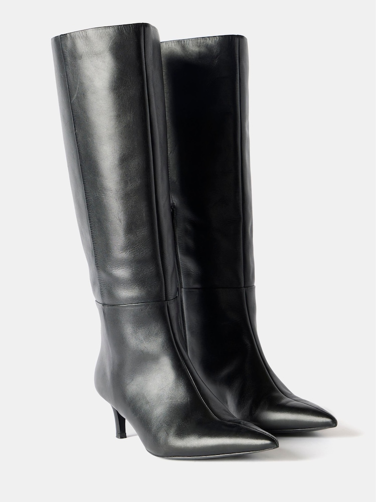 Mint Velvet Black Leather Long Boots - Image 4 of 4