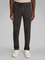 Calvin Klein Grey Tapered Knit Pleated Trousers - Image 1 of 8