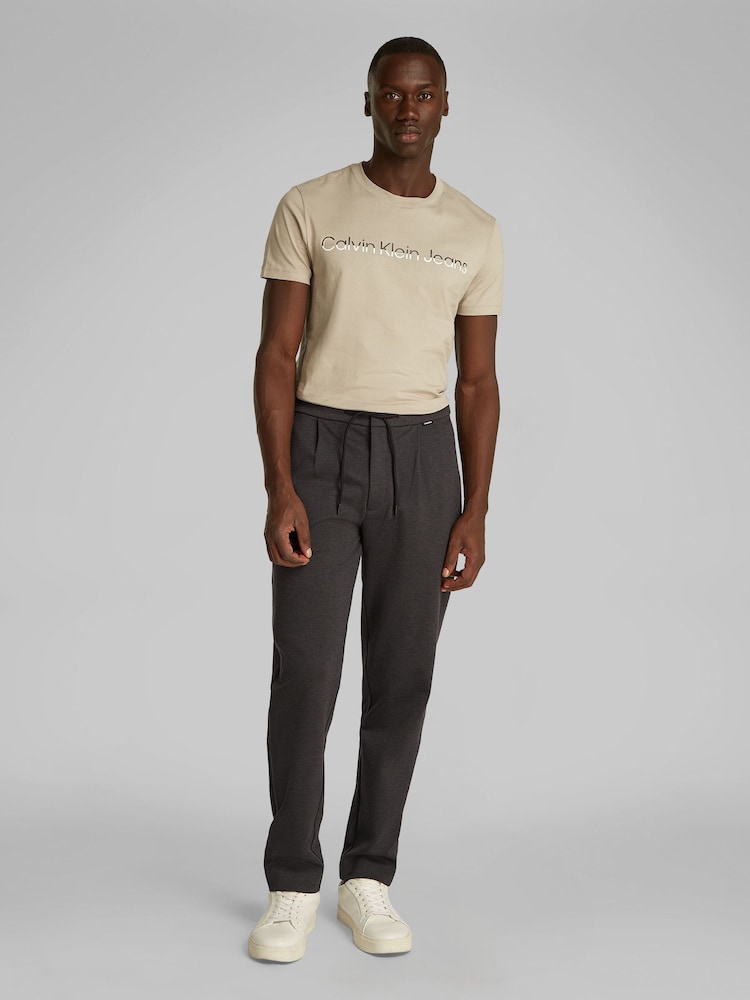 Calvin Klein Grey Tapered Knit Pleated Trousers - Image 2 of 8