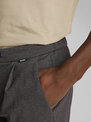 Calvin Klein Grey Tapered Knit Pleated Trousers - Image 4 of 8