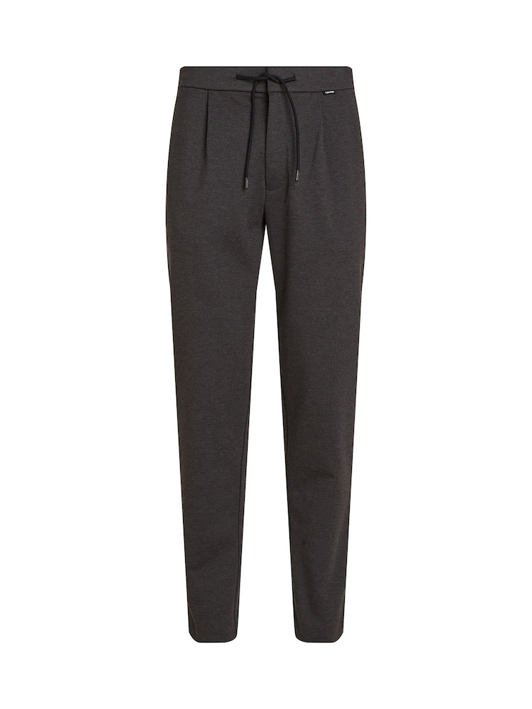 Calvin Klein Grey Tapered Knit Pleated Trousers - Image 8 of 8