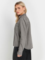 PixieGirl Petite Grey Washed Denim 100% Cotton Shirt - Image 2 of 5
