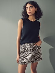Leopardenmuster - Mini-Denimrock aus 100 % Baumwolle - Image 1 of 6