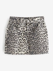 Leopardenmuster - Mini-Denimrock aus 100 % Baumwolle - Image 4 of 6