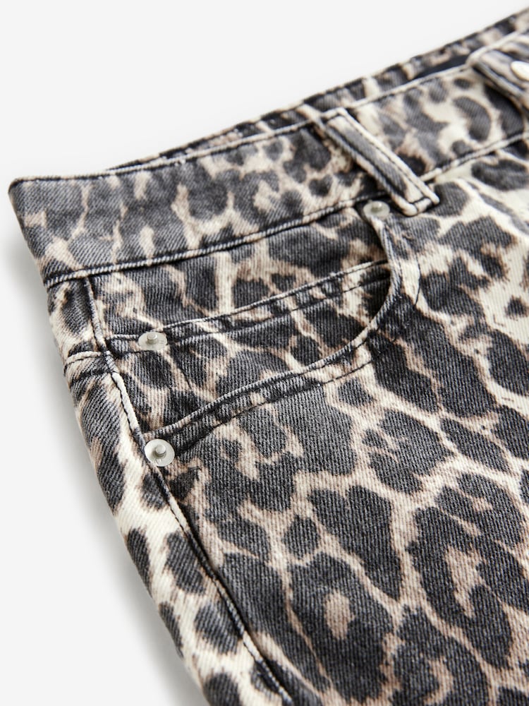 Leopardenmuster - Mini-Denimrock aus 100 % Baumwolle - Image 5 of 6