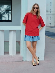 Mid Blue Tiered Lightweight Denim Skirt - Image 2 of 8