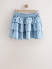 Mid Blue Tiered Lightweight Denim Skirt - Image 6 of 8