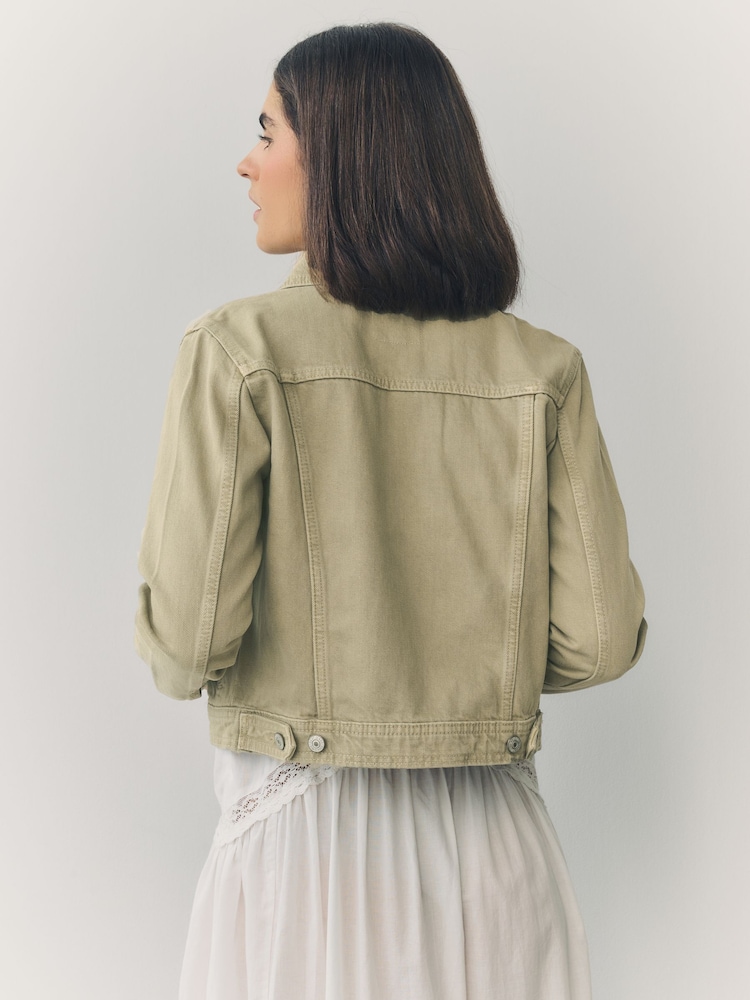 vert - Veste ajustée Denim Trucker 100% coton - Image 4 of 8