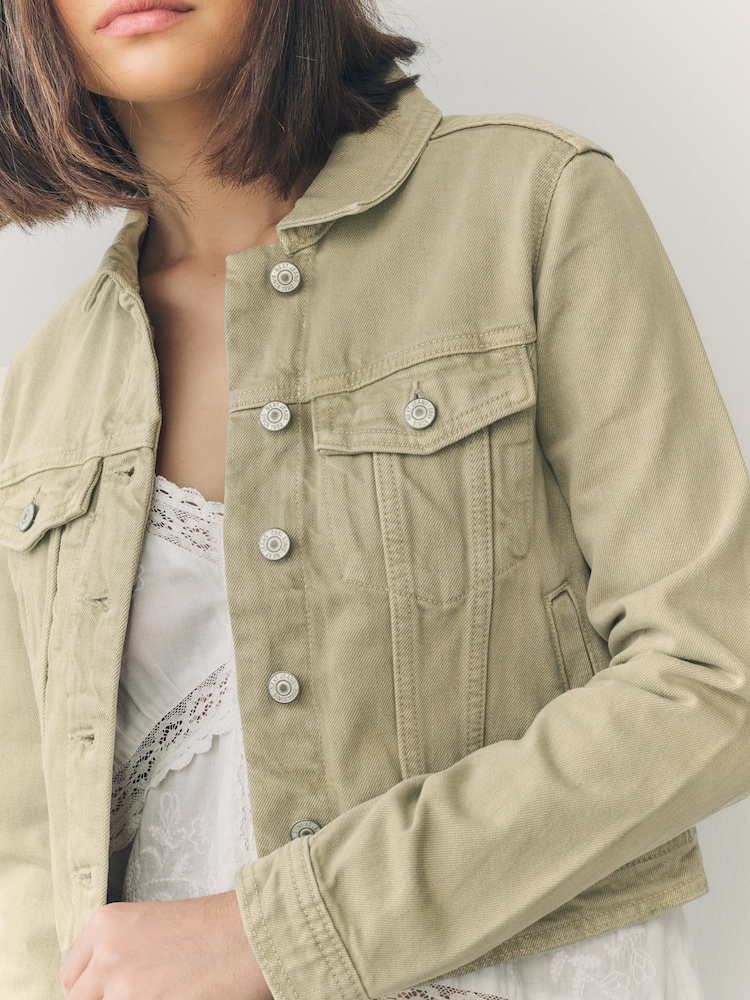 vert - Veste ajustée Denim Trucker 100% coton - Image 5 of 8