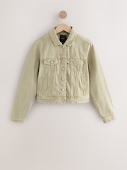 Sage Green Fitted Denim Trucker 100% Cotton Jacket - Image 6 of 8
