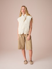 Beige Longline Jort Denim Shorts - Image 2 of 8