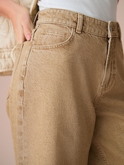 Beige Longline Jort Denim Shorts - Image 5 of 8