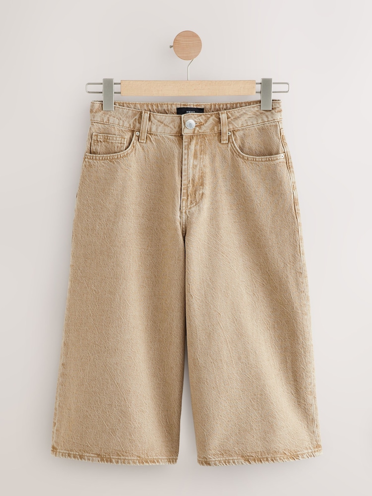 Beige Longline Jort Denim Shorts - Image 6 of 8