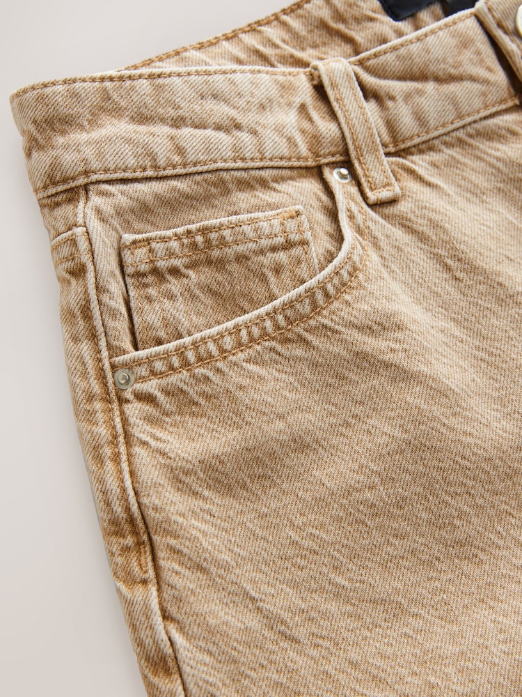 Beige Longline Jort Denim Shorts - Image 8 of 8