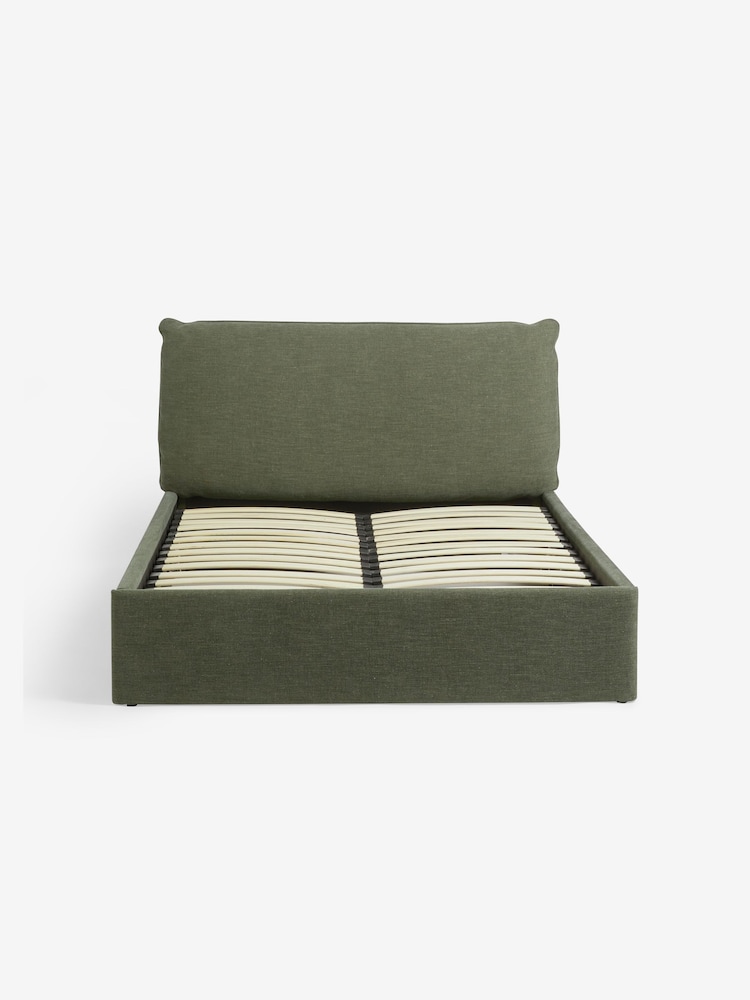 MADE.COM Soft Touch Boucle Forest Green Harlow Ottoman Storage Bed Frame - Image 5 of 5