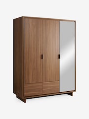 MADE.COM Dark Walnut Effect Kaci Mirror Triple Wardrobe - Image 2 of 6