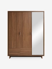 MADE.COM Dark Walnut Effect Kaci Mirror Triple Wardrobe - Image 3 of 6