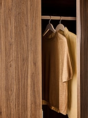 MADE.COM Dark Walnut Effect Kaci Mirror Triple Wardrobe - Image 4 of 6