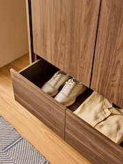 MADE.COM Dark Walnut Effect Kaci Mirror Triple Wardrobe - Image 5 of 6