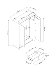 MADE.COM Dark Walnut Effect Kaci Mirror Triple Wardrobe - Image 6 of 6