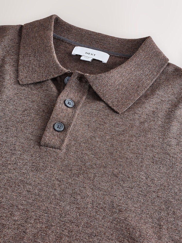 Trufa Marrom - Ajuste regular - Camisa polo de malha de manga curta rica em algodão - Imagem 3 de 3