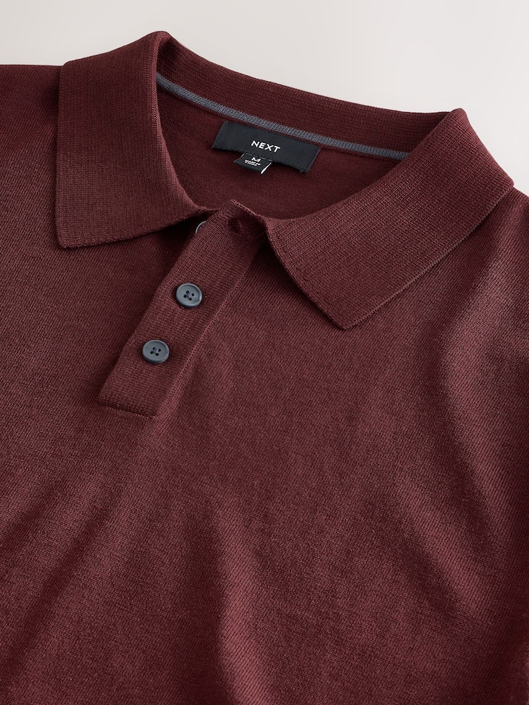 Brown Regular Fit Cotton Rich Short Sleeve Knit Polo Shirt - Image 3 of 3