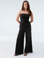 Black Bandeau Jersey 100% Cotton Jumpsuit - Image 1 of 7
