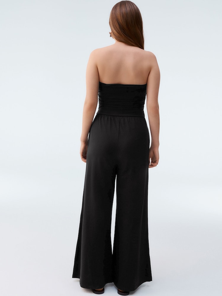 Black Bandeau Jersey 100% Cotton Jumpsuit - Image 2 of 7