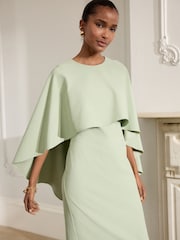 Sage Green Cape Maxi Dress - Image 3 of 8