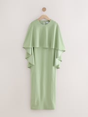 Sage Green Cape Maxi Dress - Image 6 of 8