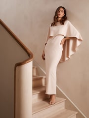 Blush Pink Cape Maxi Dress - Image 1 of 7