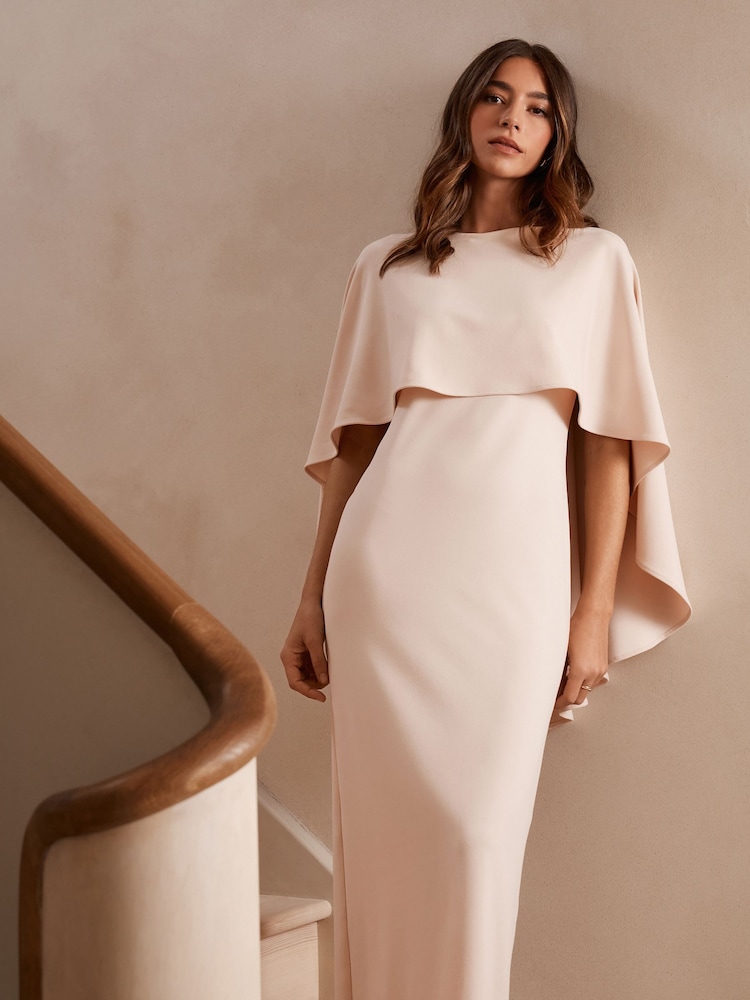 Blush Pink Cape Maxi Dress - Image 2 of 7