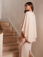 Blush Pink Cape Maxi Dress - Image 3 of 7