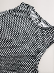 Blue & White Gingham Sleeveless Textured Jersey Dropwaist Maxi Dress - Image 9 of 9