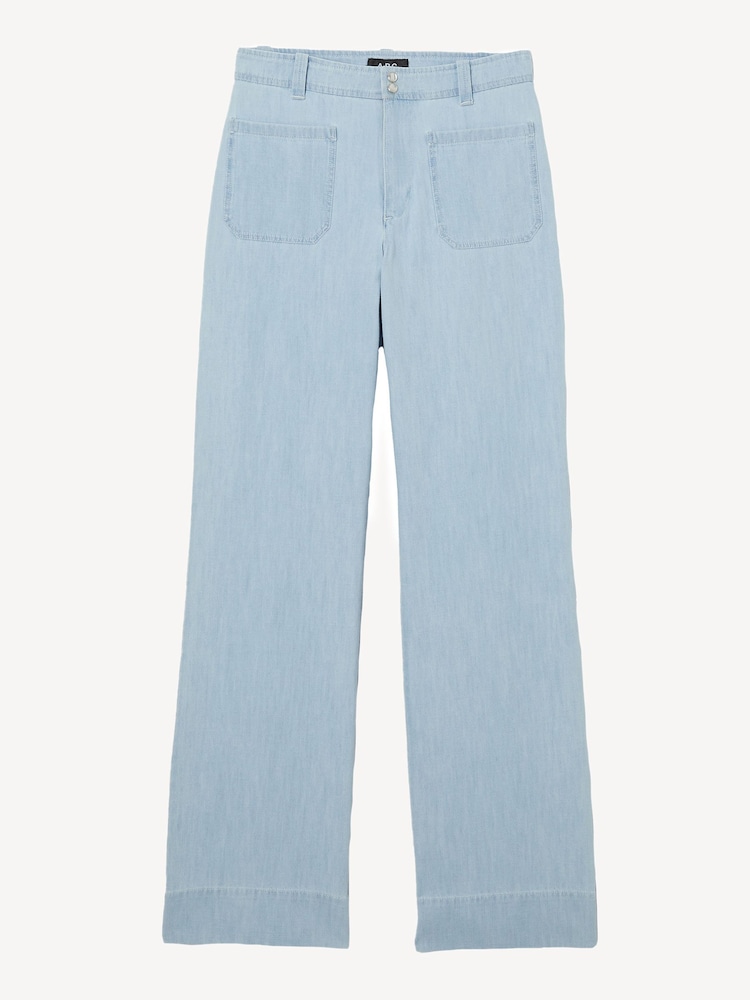 A.P.C. Pale Blue Emilie High Rise Flared Leg Jeans - Image 5 of 5