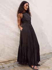 Black Modal Blend Maxi Skirt - Image 1 of 8