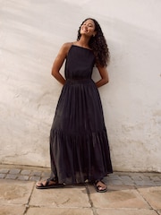 Black Modal Blend Maxi Skirt - Image 2 of 8