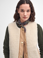 Barbour® Cream Dulsie 100% Cotton Borg Gilet - Image 4 of 8