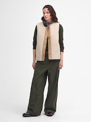 Barbour® Cream Dulsie 100% Cotton Borg Gilet - Image 6 of 8