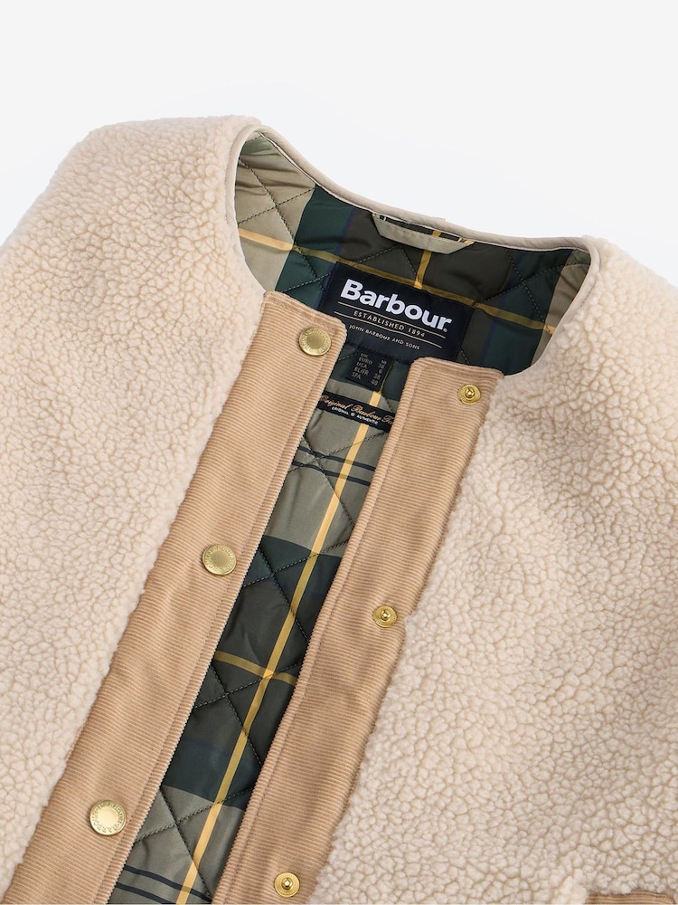 Barbour® Cream Dulsie 100% Cotton Borg Gilet - Image 8 of 8