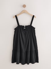 Black Jersey Mini Summer 100% Cotton Dress - Image 4 of 6
