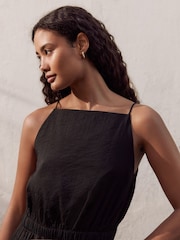 Black Modal Blend Square Neck Top - Image 1 of 8