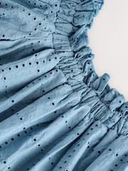 Blue Off Shoulder Broderie Mini Dress - Image 10 of 10